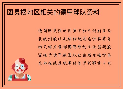 图灵根地区相关的德甲球队资料